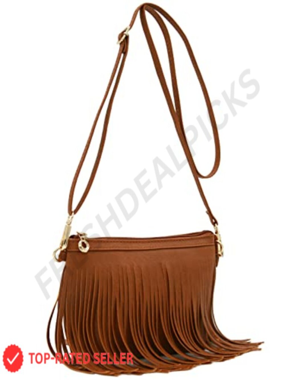 Faux Leather Fringe Crossbody Bag with Adjustable Strap